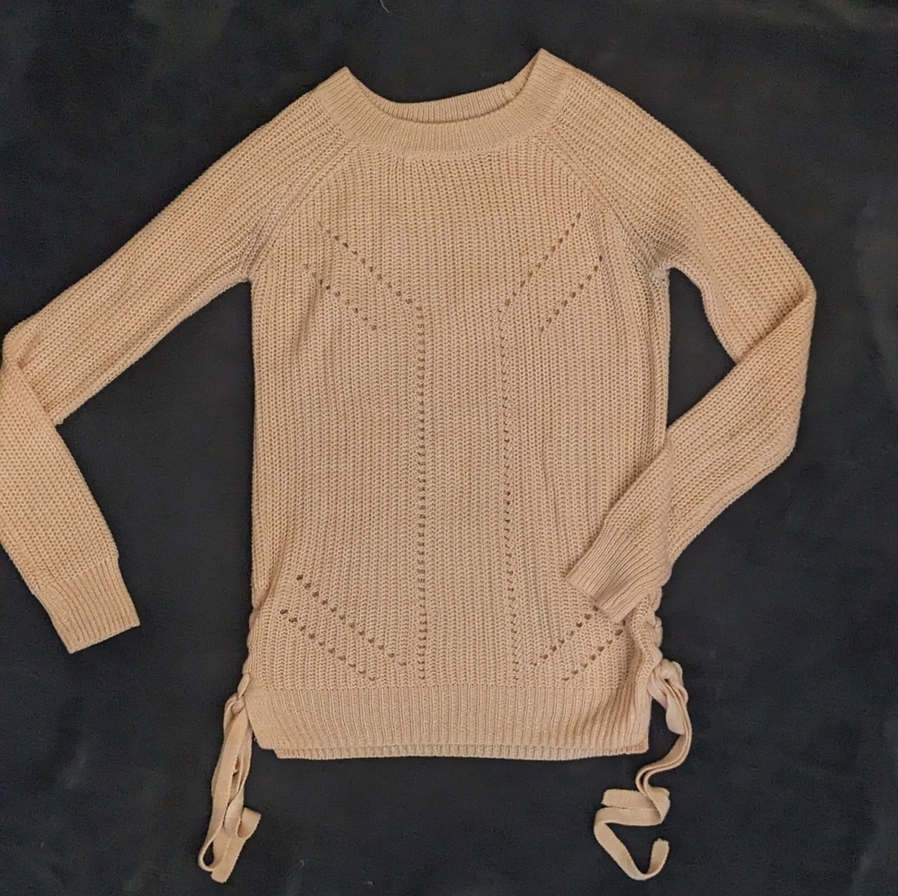 Peach sweater with side ties size xs